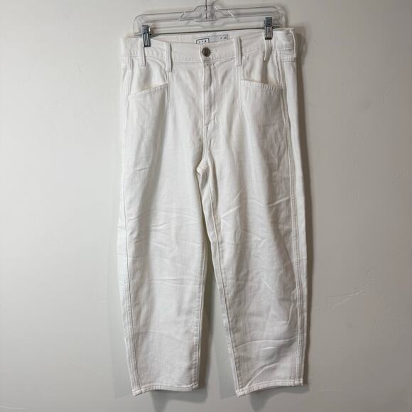 AYR Women's The Beat Jeans Barrel Leg Crop White Size 30 - Picture 2 of 13
